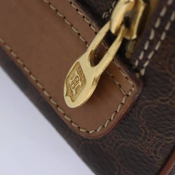 CELINE Macadam Canvas Clutch Bag PVC Leather Brown Gold Auth mr528 - Picture 9 of 16